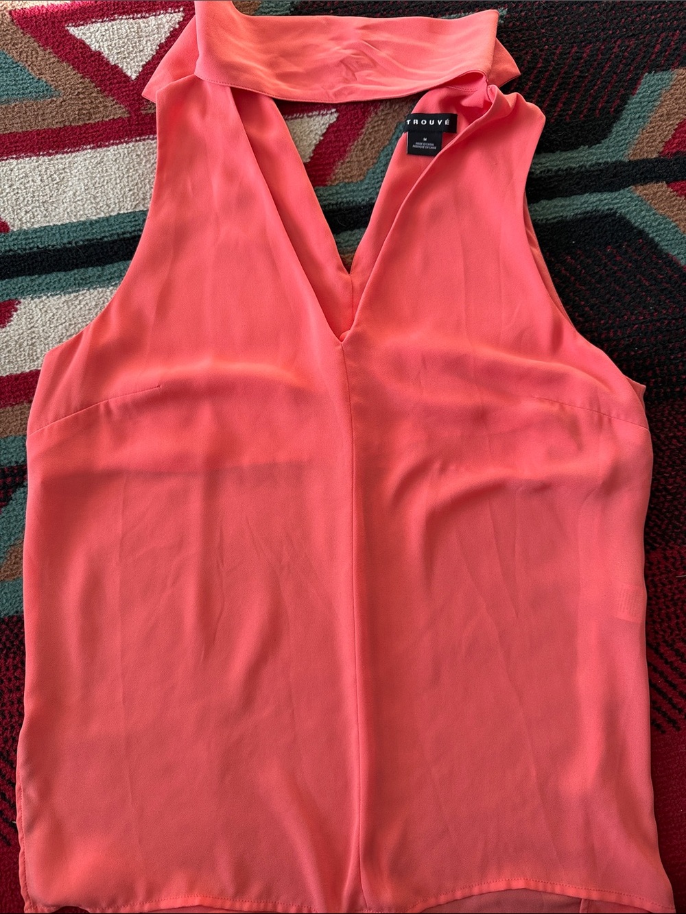 Trouve Coral Pink V-Neck Halter Shell Top